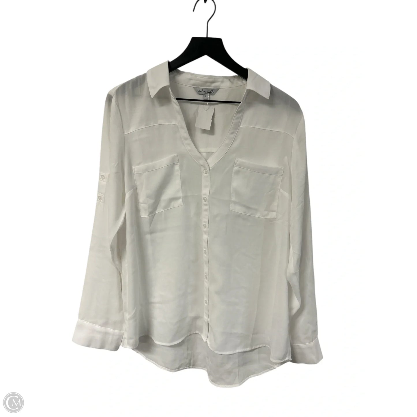 Blouse Long Sleeve By Clothes Mentor In White, Size: L