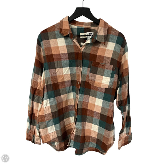 Blouse Long Sleeve By Universal Thread In Green & Tan, Size: Xl