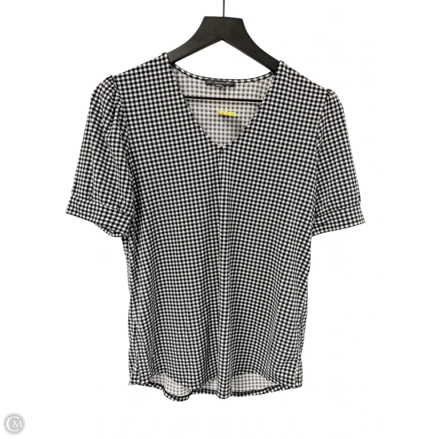 Top Short Sleeve By Adrianna Papell In Black & White, Size: S
