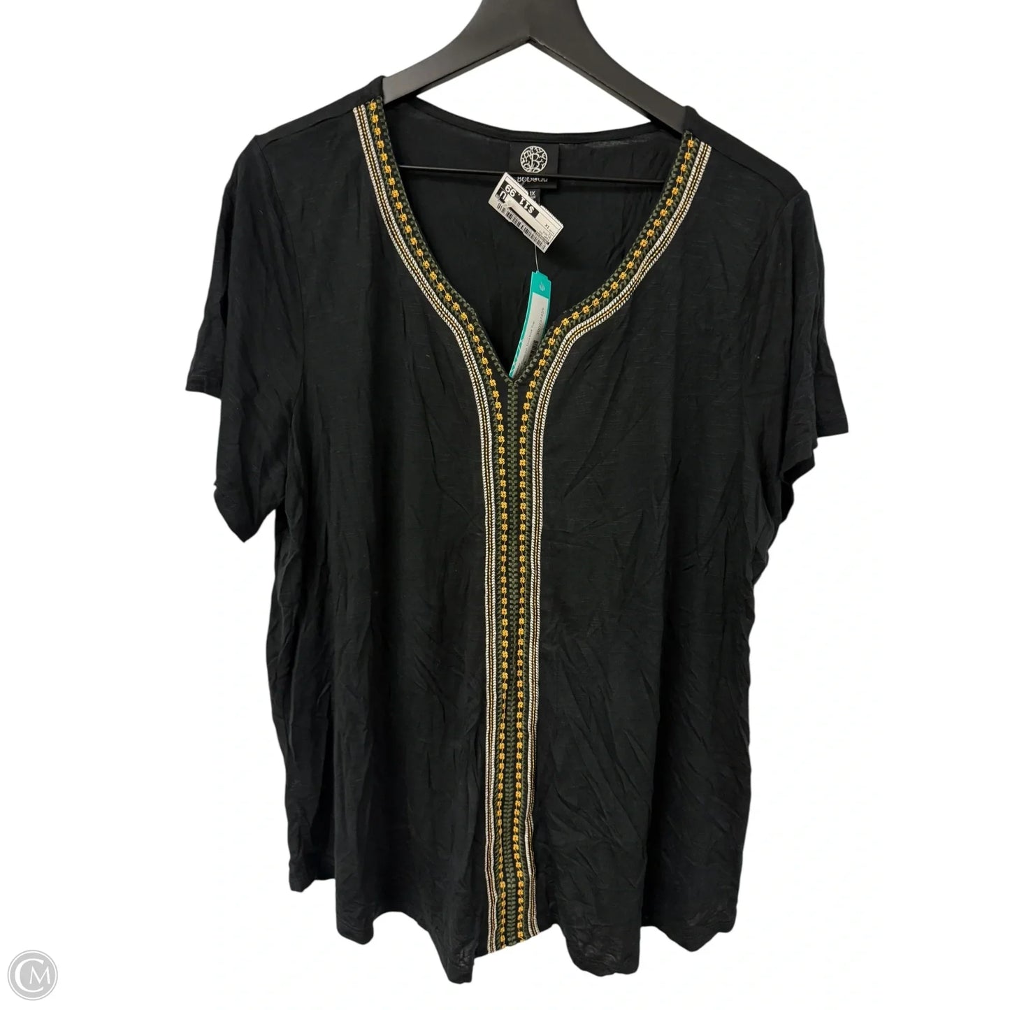 Top Short Sleeve By Bobeau In Black, Size: 1x