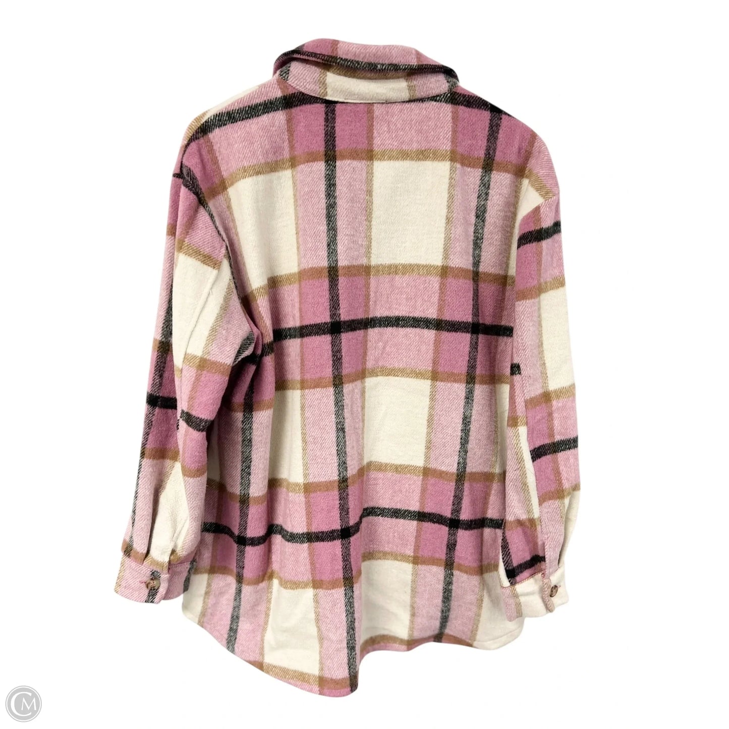 Jacket Shirt By Clothes Mentor In Pink, Size: L