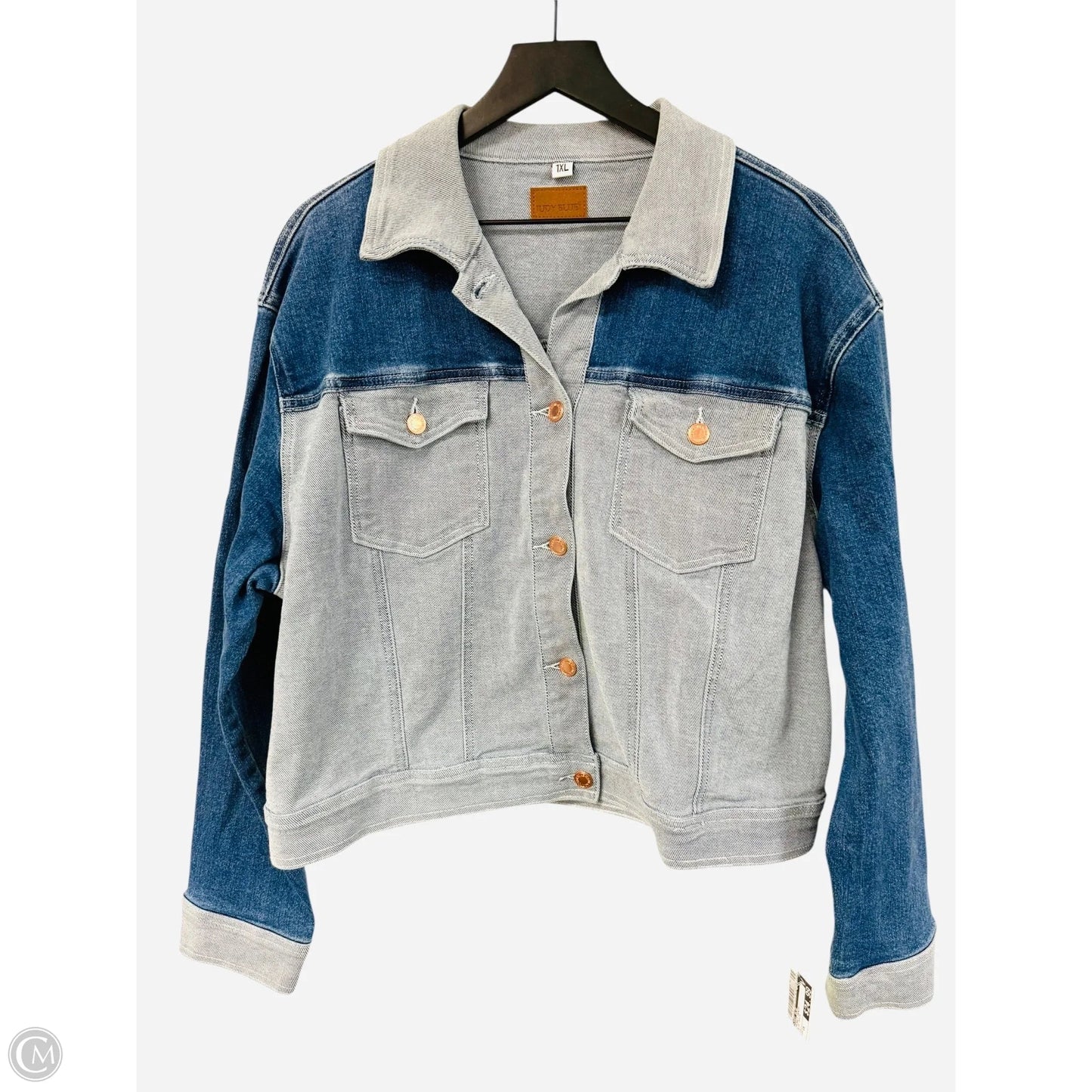 Jacket Denim By Judy Blue In Blue Denim, Size: 1x