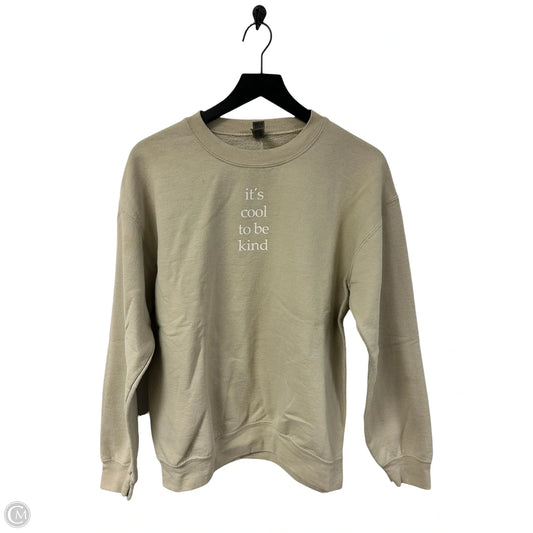 Sweatshirt Crewneck By Gildan In Tan, Size: M