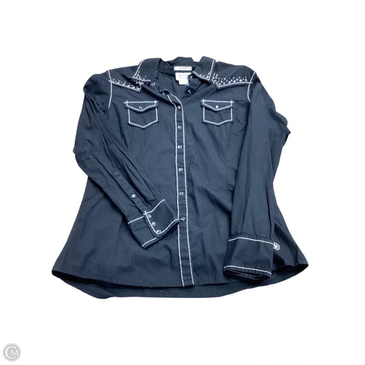 Blouse Long Sleeve By Ariat In Black, Size: L