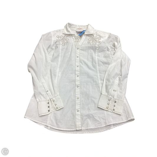 Blouse Long Sleeve By Ariat In White, Size: L