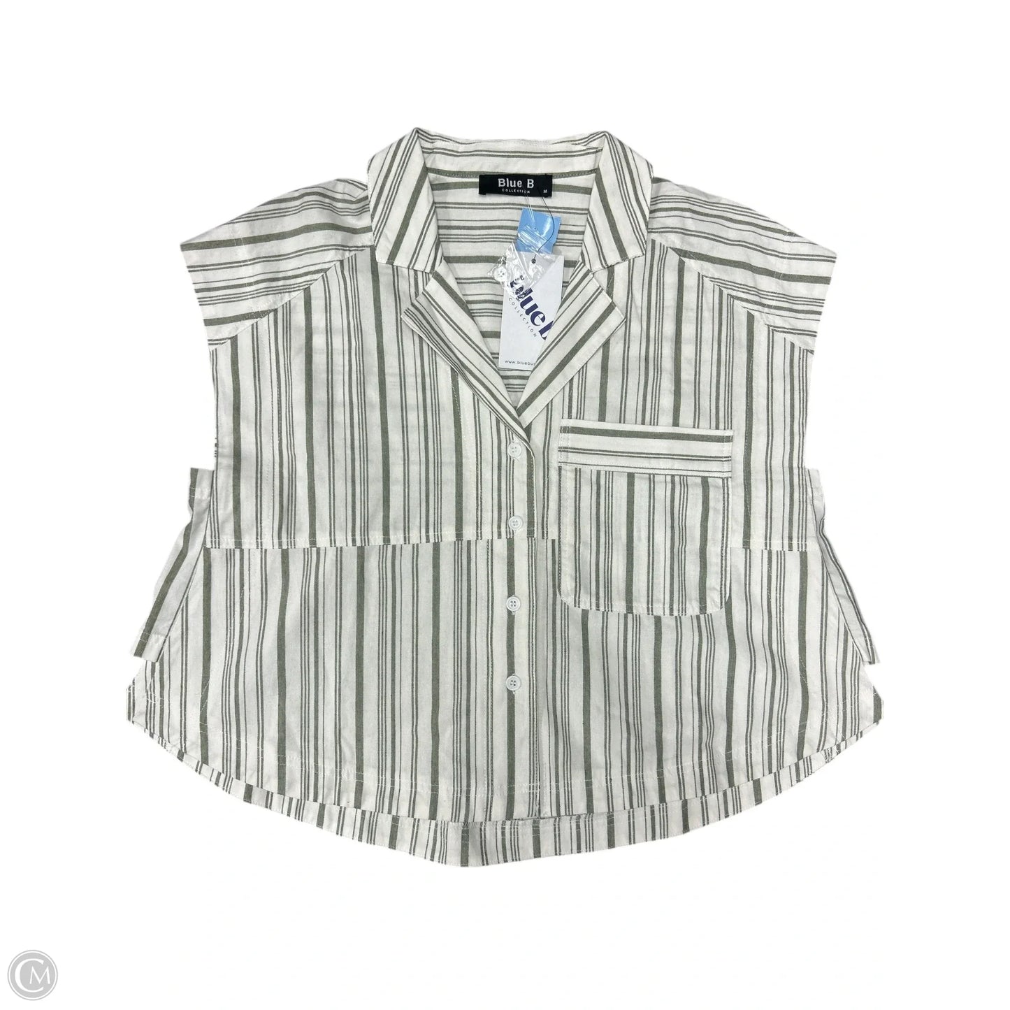 Blouse Short Sleeve By Blue B In Green & White, Size: M