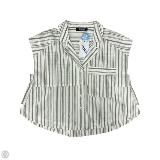 Blouse Short Sleeve By Blue B In Green & White, Size: M
