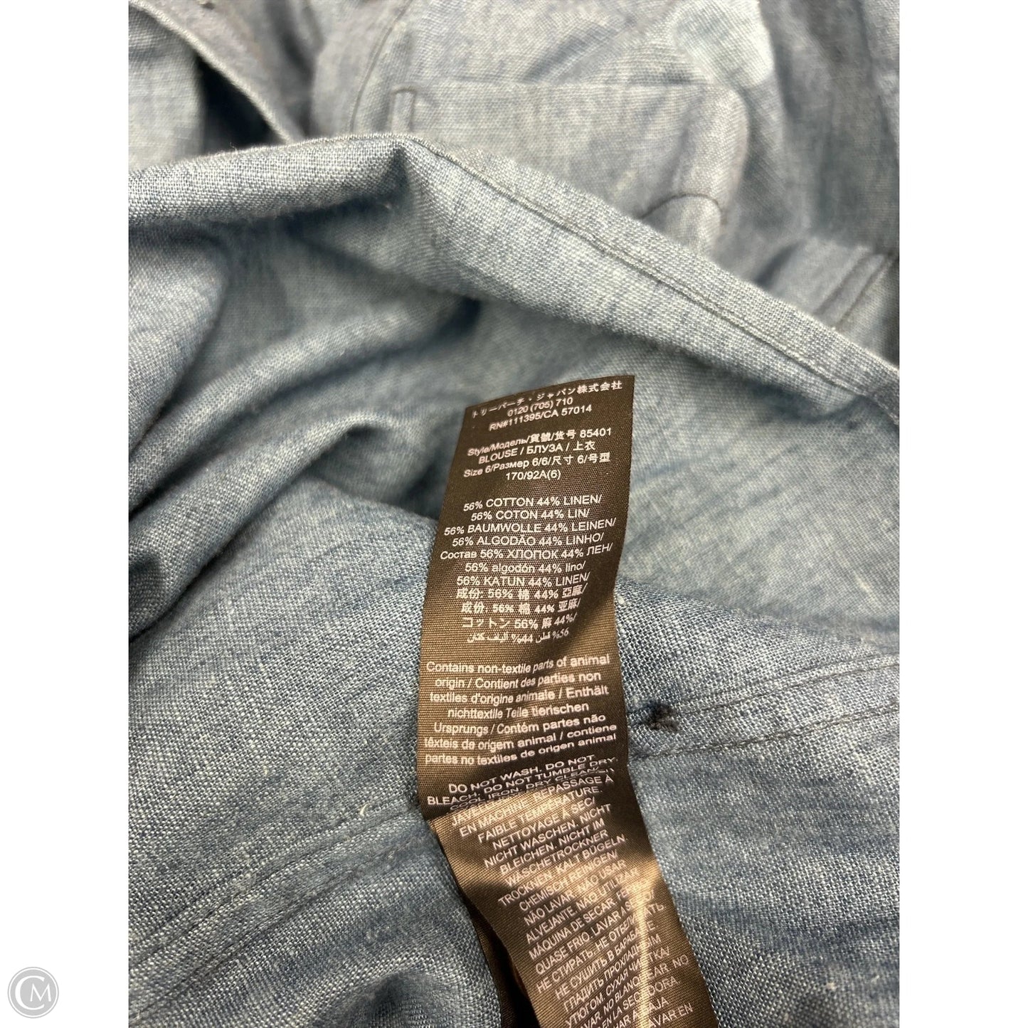 Top Long Sleeve Designer By Tory Burch In Blue, Size: 6