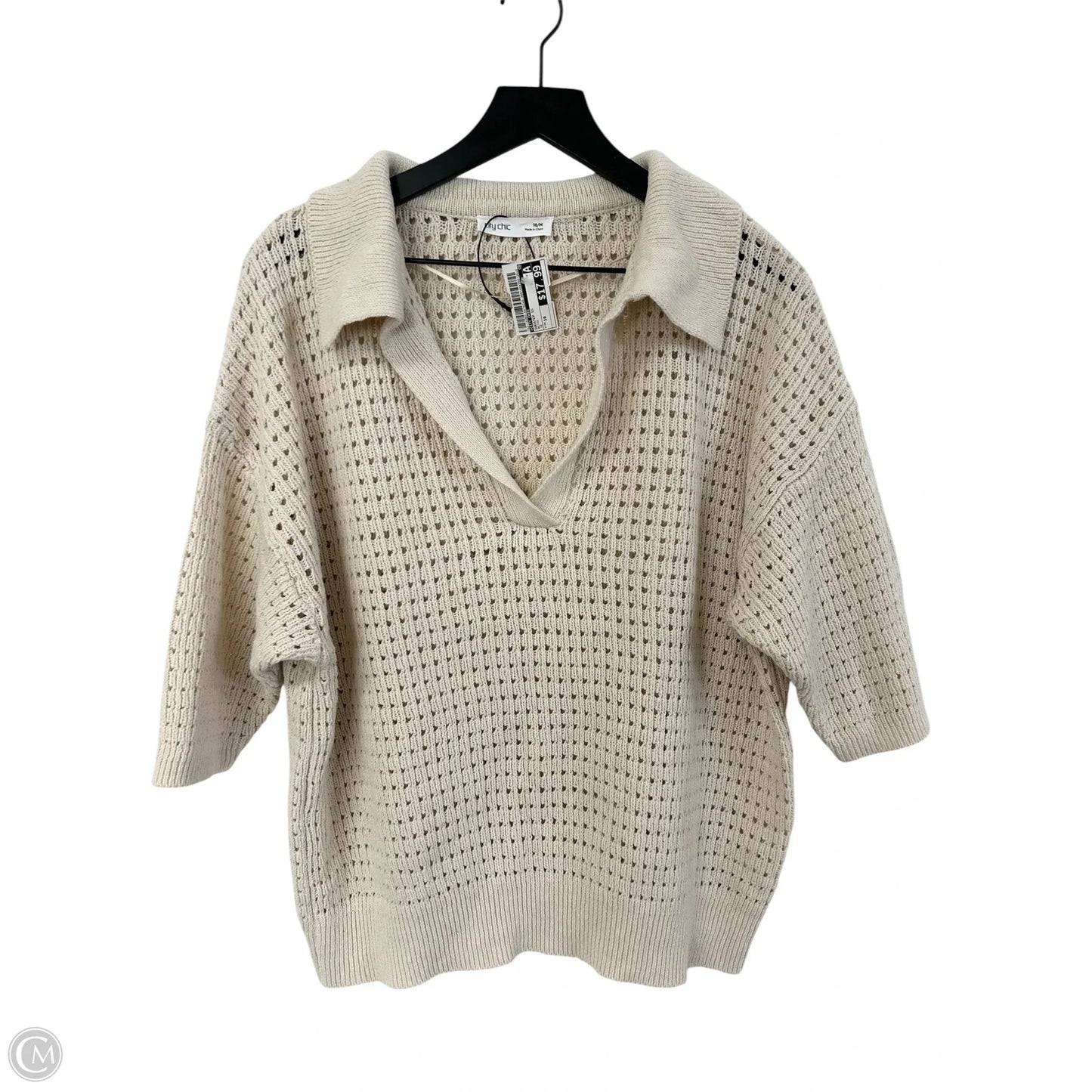 Sweater Short Sleeve By City Chic In Beige, Size: 18