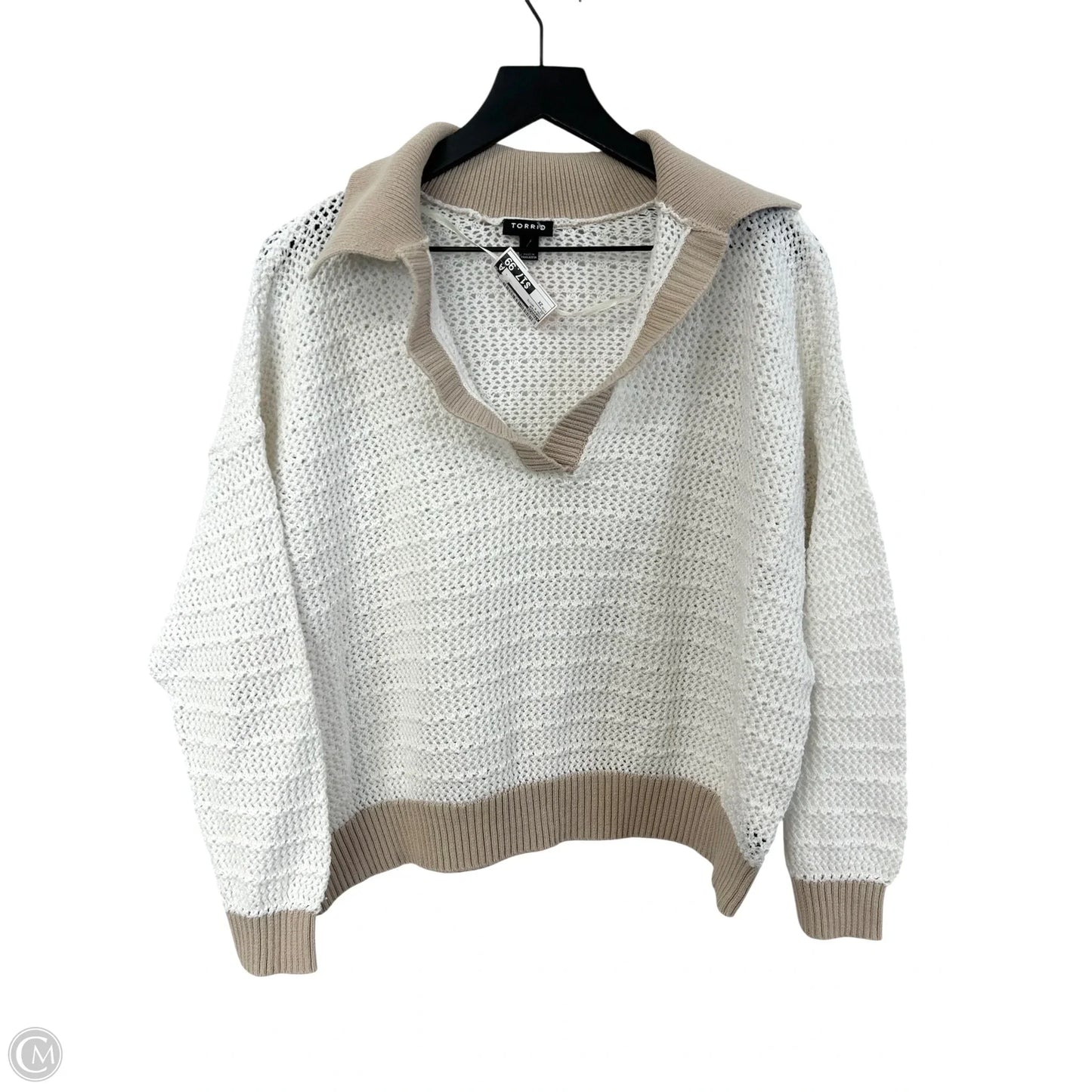 Sweater By Torrid In Tan & White, Size: 2x