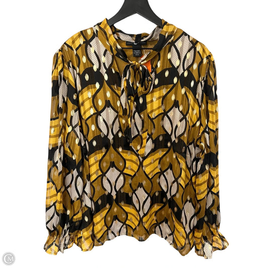 Top Long Sleeve By Ashley Stewart In Black & Yellow, Size: 18
