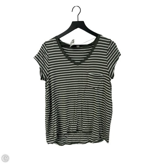 Top Short Sleeve By Cable And Gauge In Green & White, Size: L