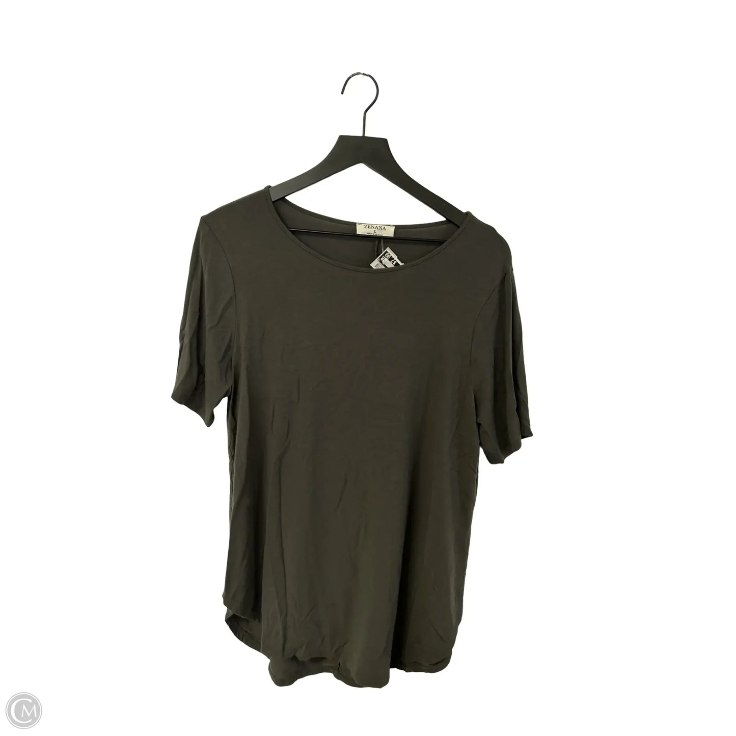 Top Short Sleeve Basic By Zenana In Grey, Size: L