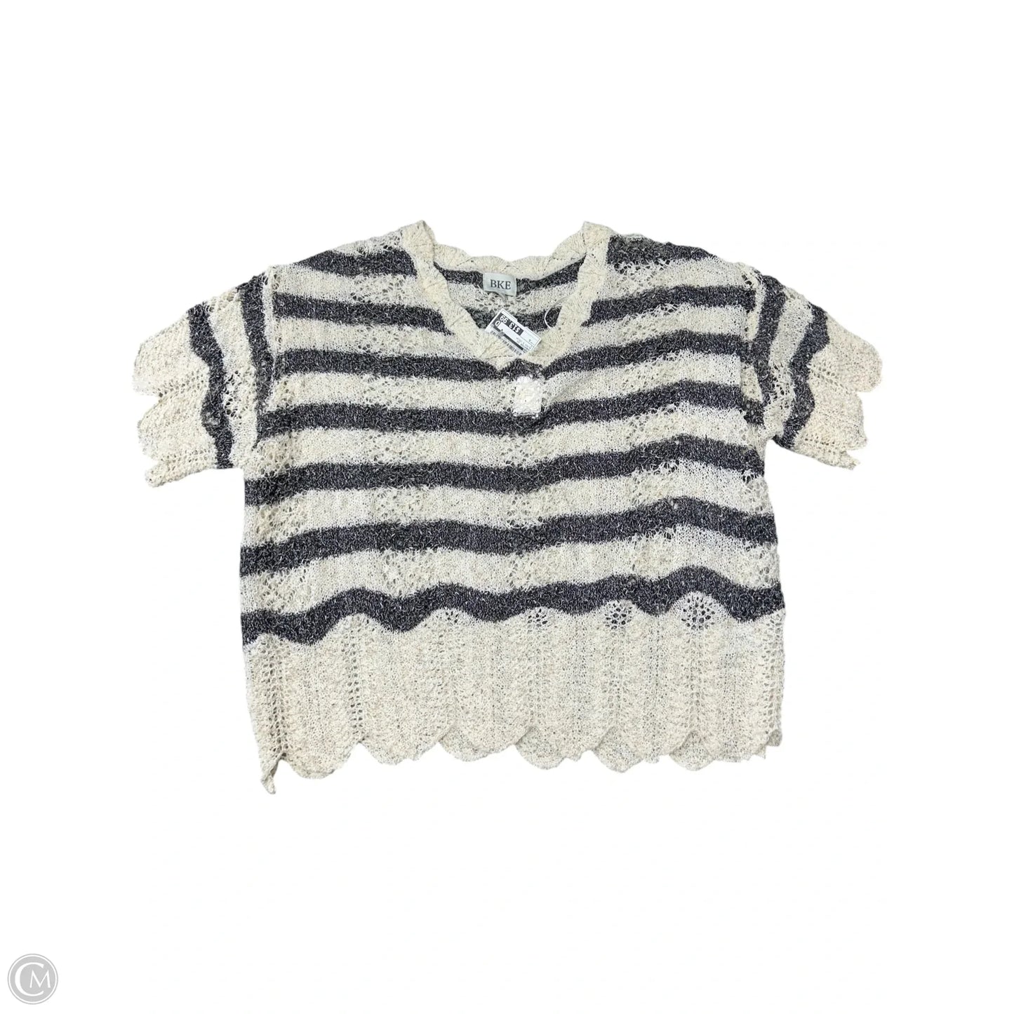 Sweater Short Sleeve By Bke In Black & Cream, Size: S