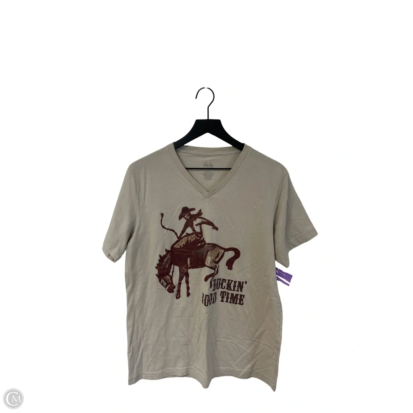 Top Short Sleeve By Texas True Threads In Tan, Size: L