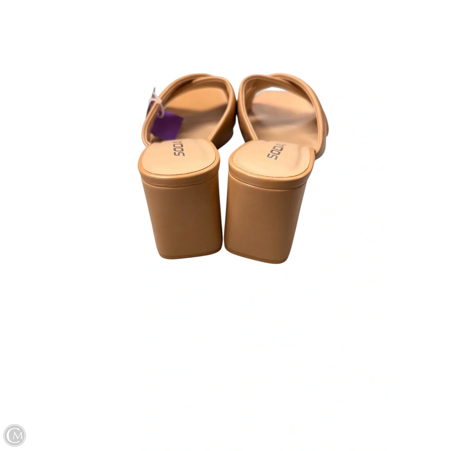 Sandals Heels Block By Soda In Tan, Size: 8.5