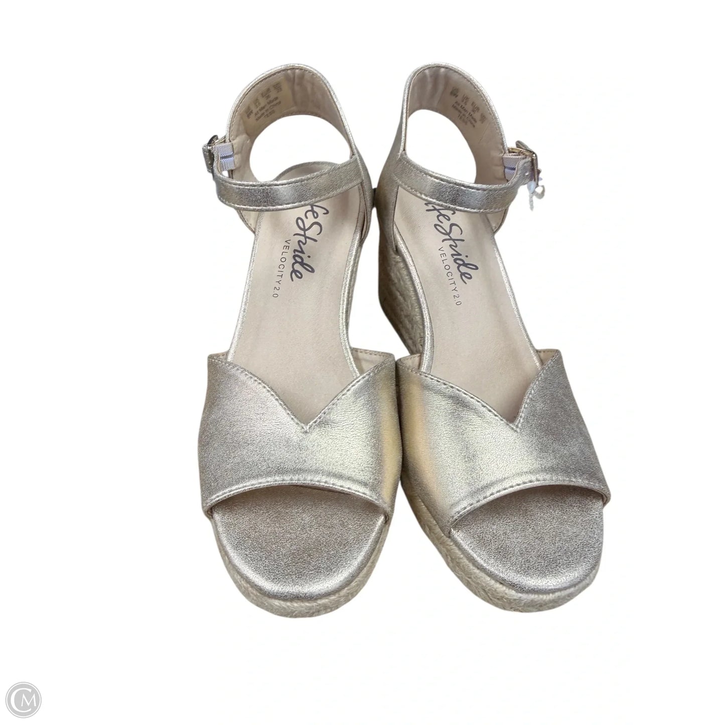 Sandals Heels Wedge By Life Stride In Gold, Size: 6