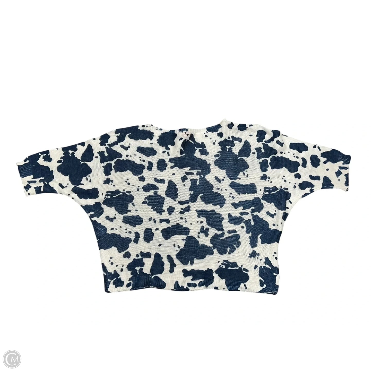 Sweater Short Sleeve By Clothes Mentor In Blue & White, Size: L