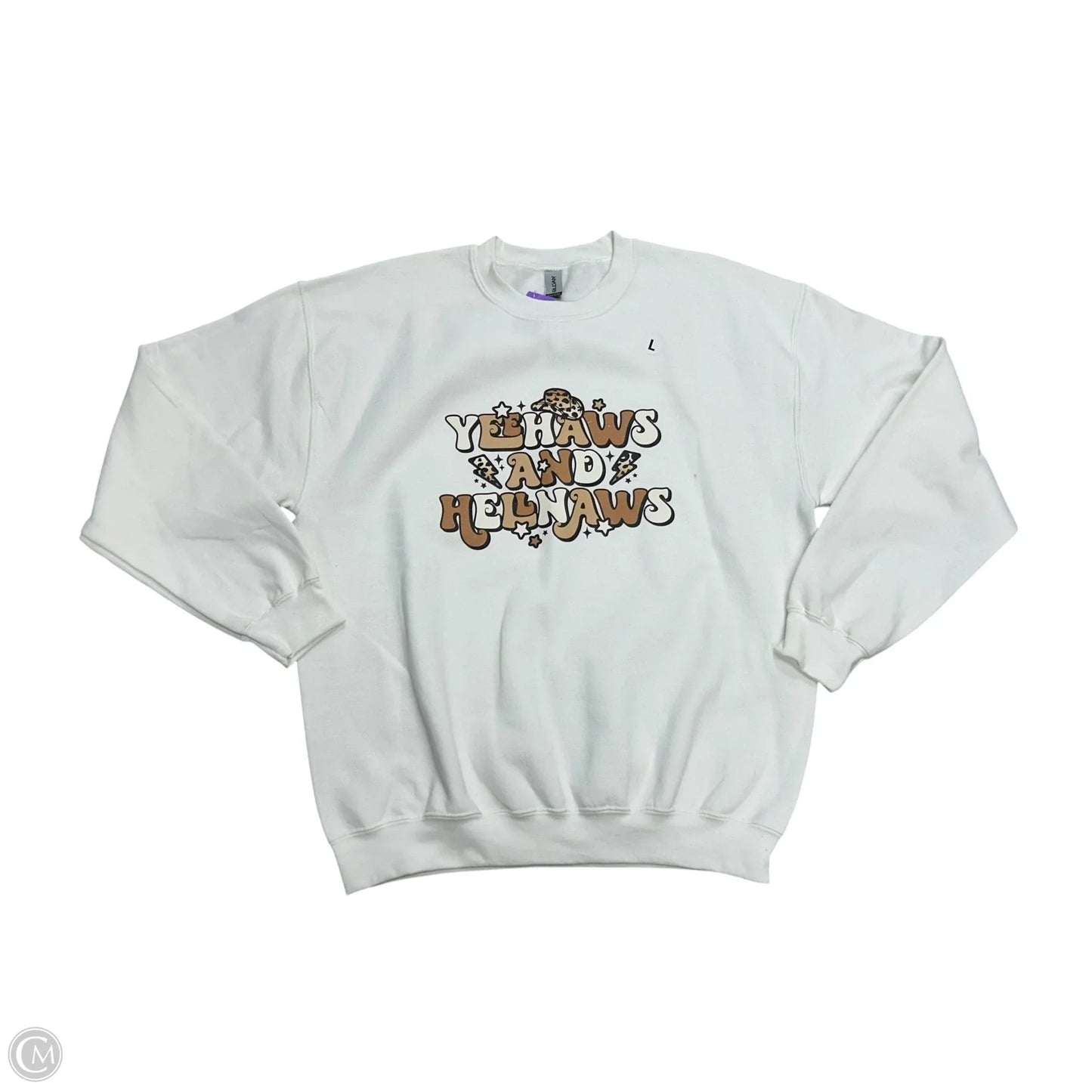 Sweatshirt Crewneck By Gildan In White, Size: L