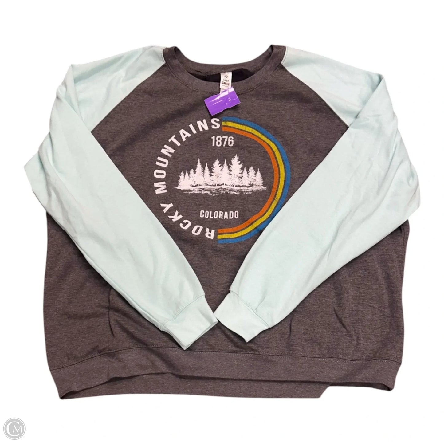 Sweatshirt Crewneck By Clothes Mentor In Blue & Grey, Size: 2x