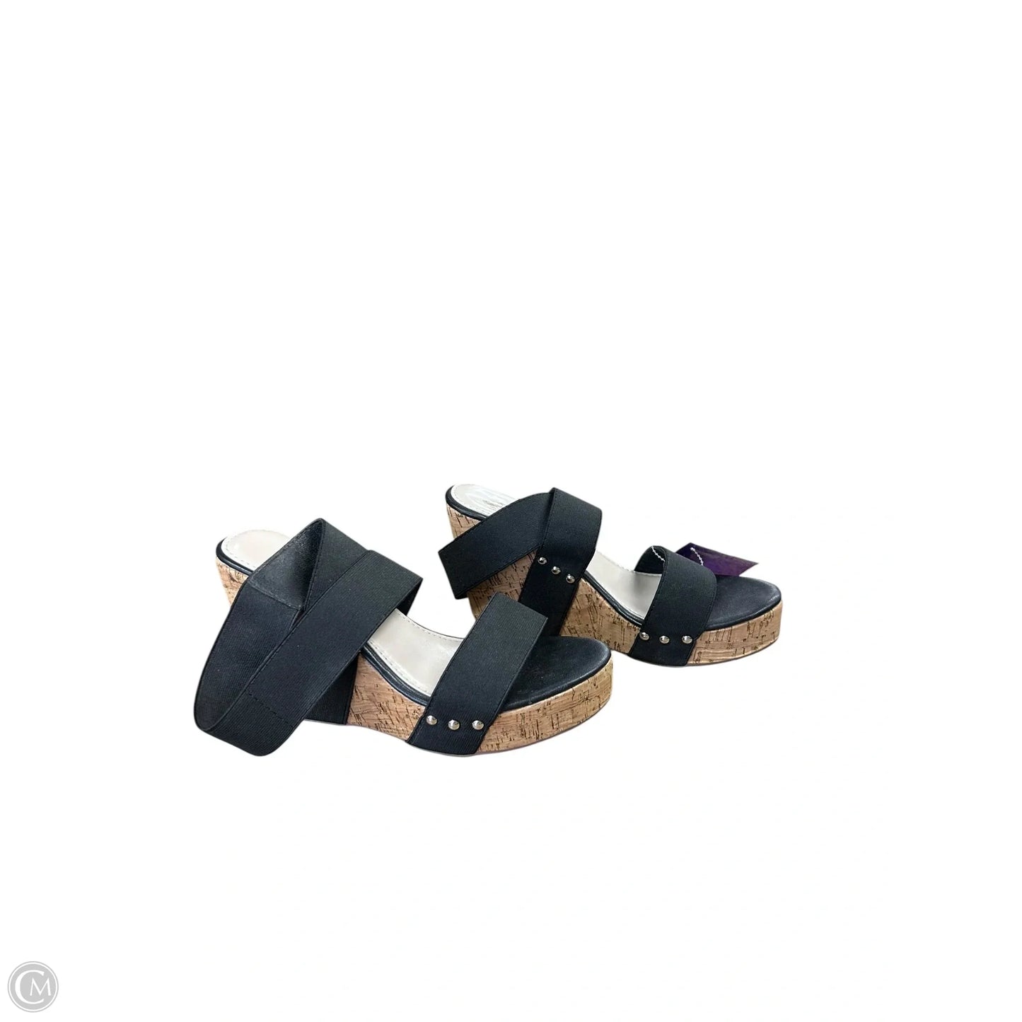 Sandals Heels Wedge By Clothes Mentor In Black, Size: 7.5