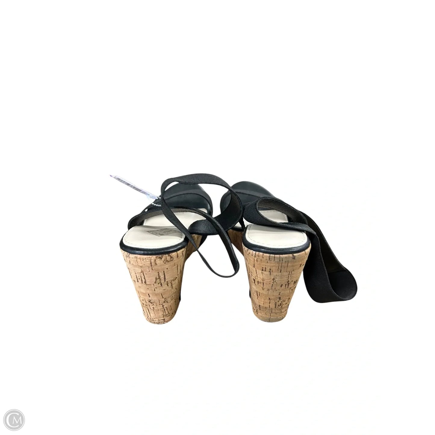 Sandals Heels Wedge By Clothes Mentor In Black, Size: 7.5