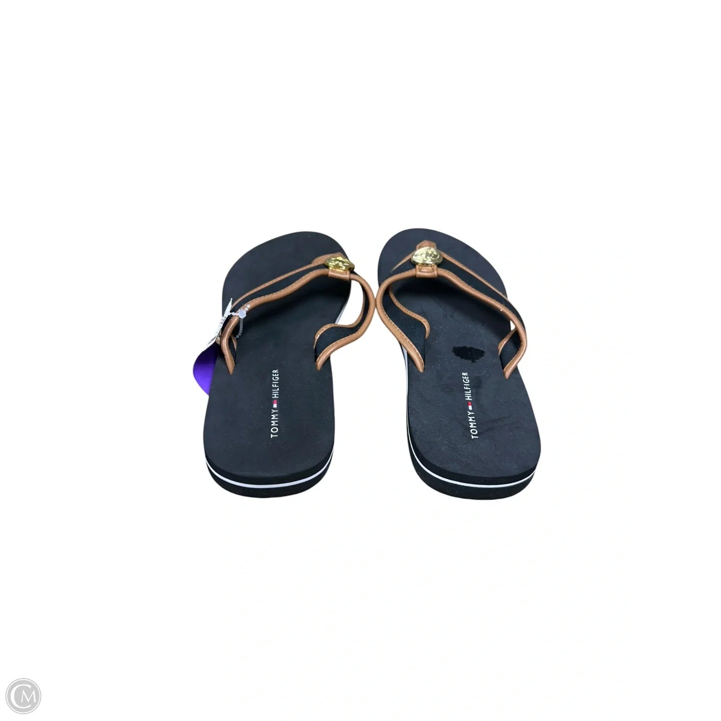 Sandals Flip Flops By Tommy Hilfiger In Black & Brown, Size: 7