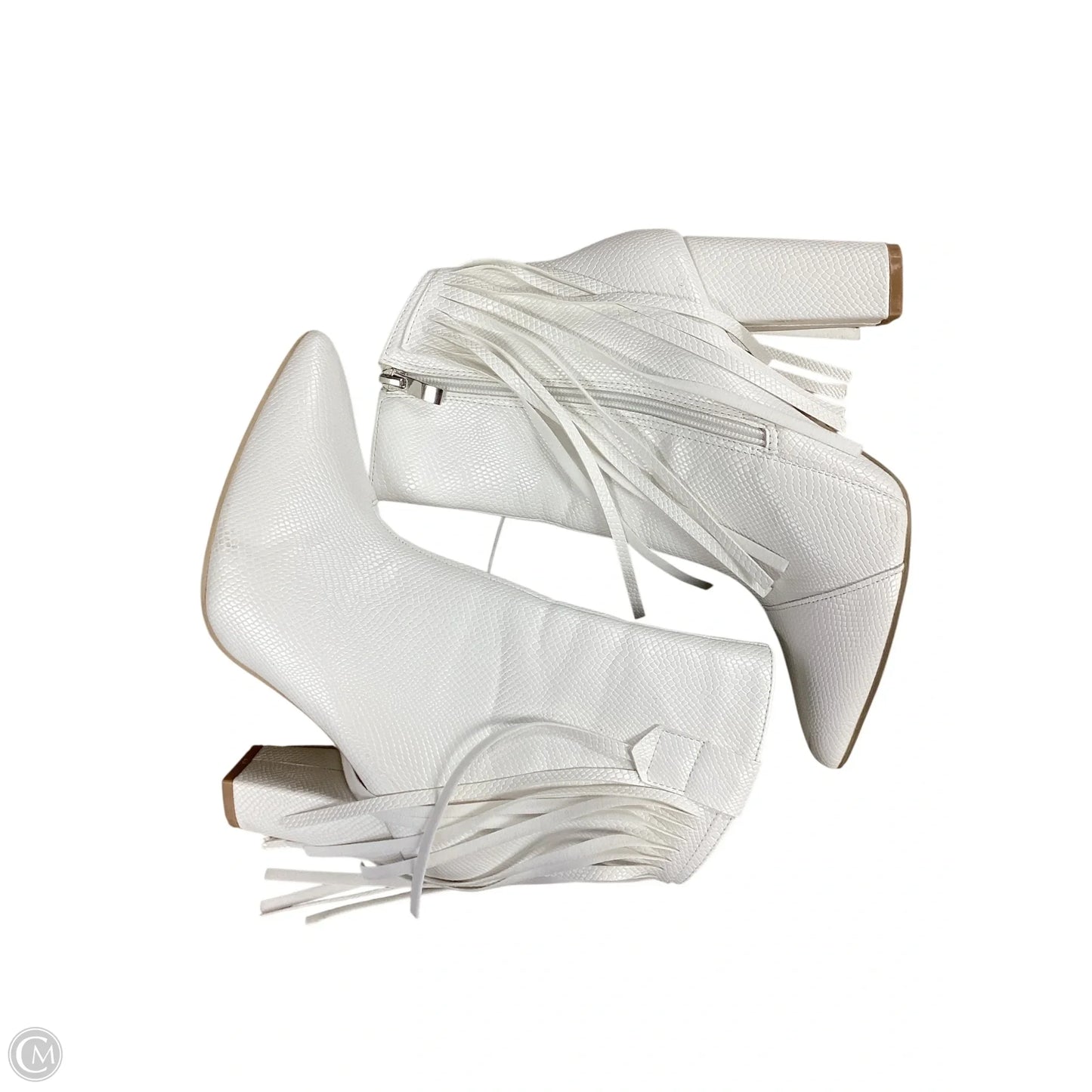 Boots Ankle Heels By Clothes Mentor In White, Size: 7.5