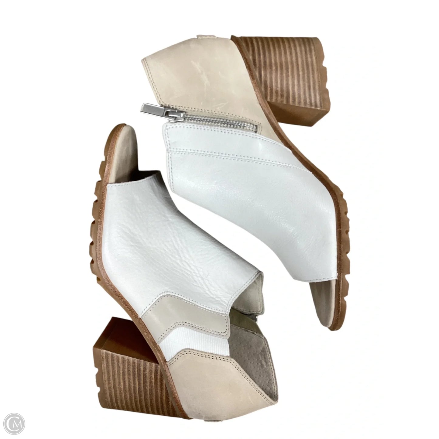 Sandals Heels Block By Sorel In Tan & White, Size: 9.5