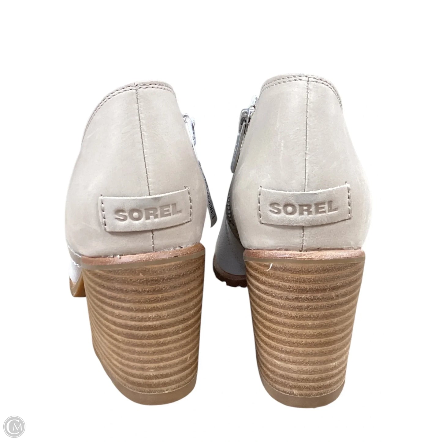 Sandals Heels Block By Sorel In Tan & White, Size: 9.5