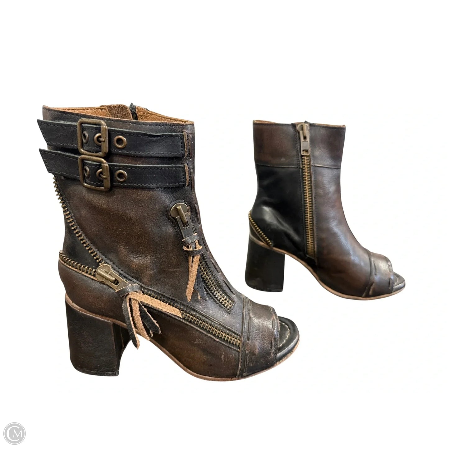 Sandals Heels Block By Freebird In Brown, Size: 10