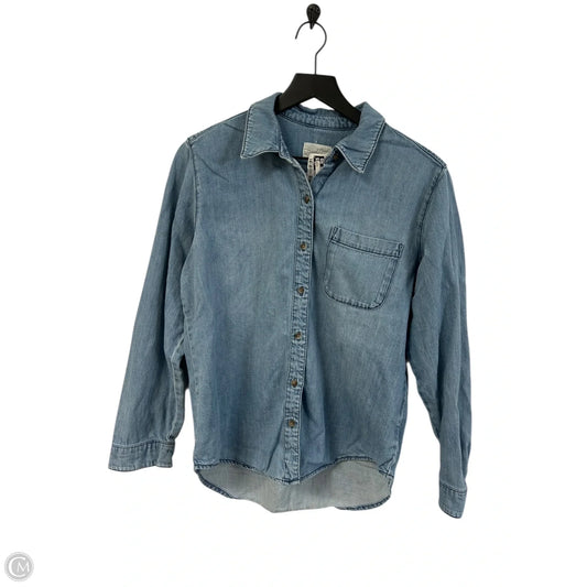 Blouse Long Sleeve By Universal Thread In Blue Denim, Size: S