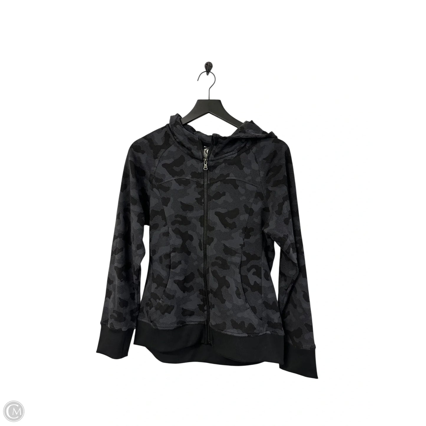 Sweatshirt Hoodie By Zyia In Black & Grey, Size: M