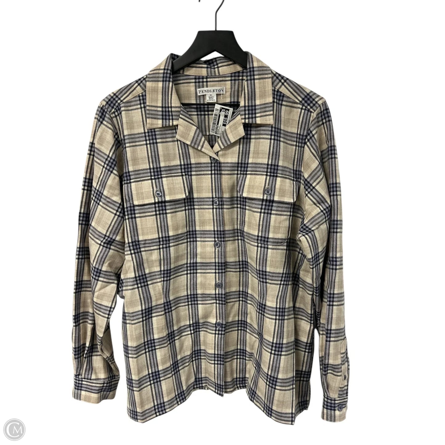 Blouse Long Sleeve By Pendleton In Plaid Pattern, Size: Xl