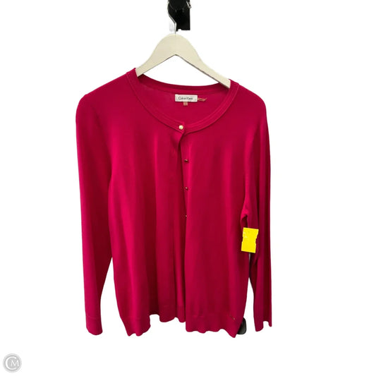 Sweater Cardigan By Calvin Klein In Pink, Size: L