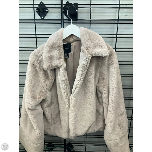 Coat Faux Fur & Sherpa By Forever 21 In Beige, Size: L