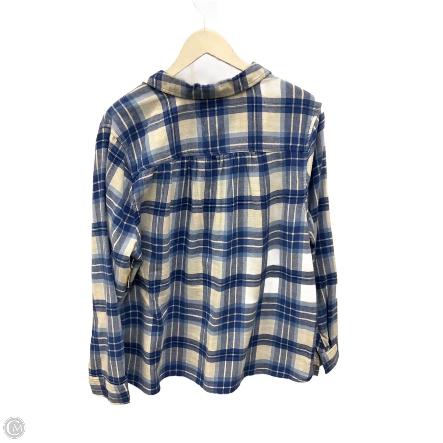 Top Long Sleeve By Croft And Barrow In Blue & White, Size: Xl