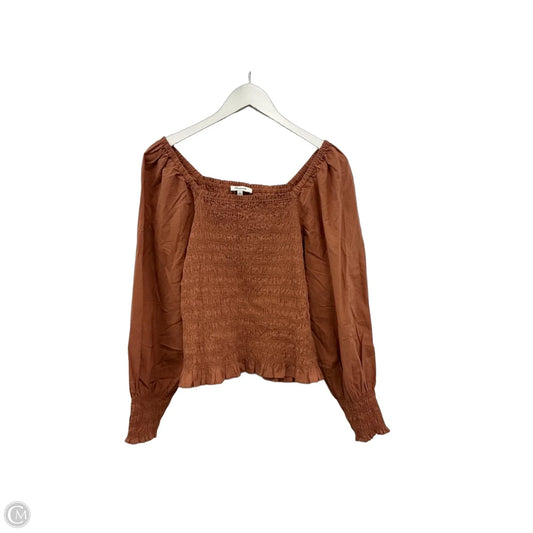 Top Long Sleeve By Madewell In Brown, Size: S