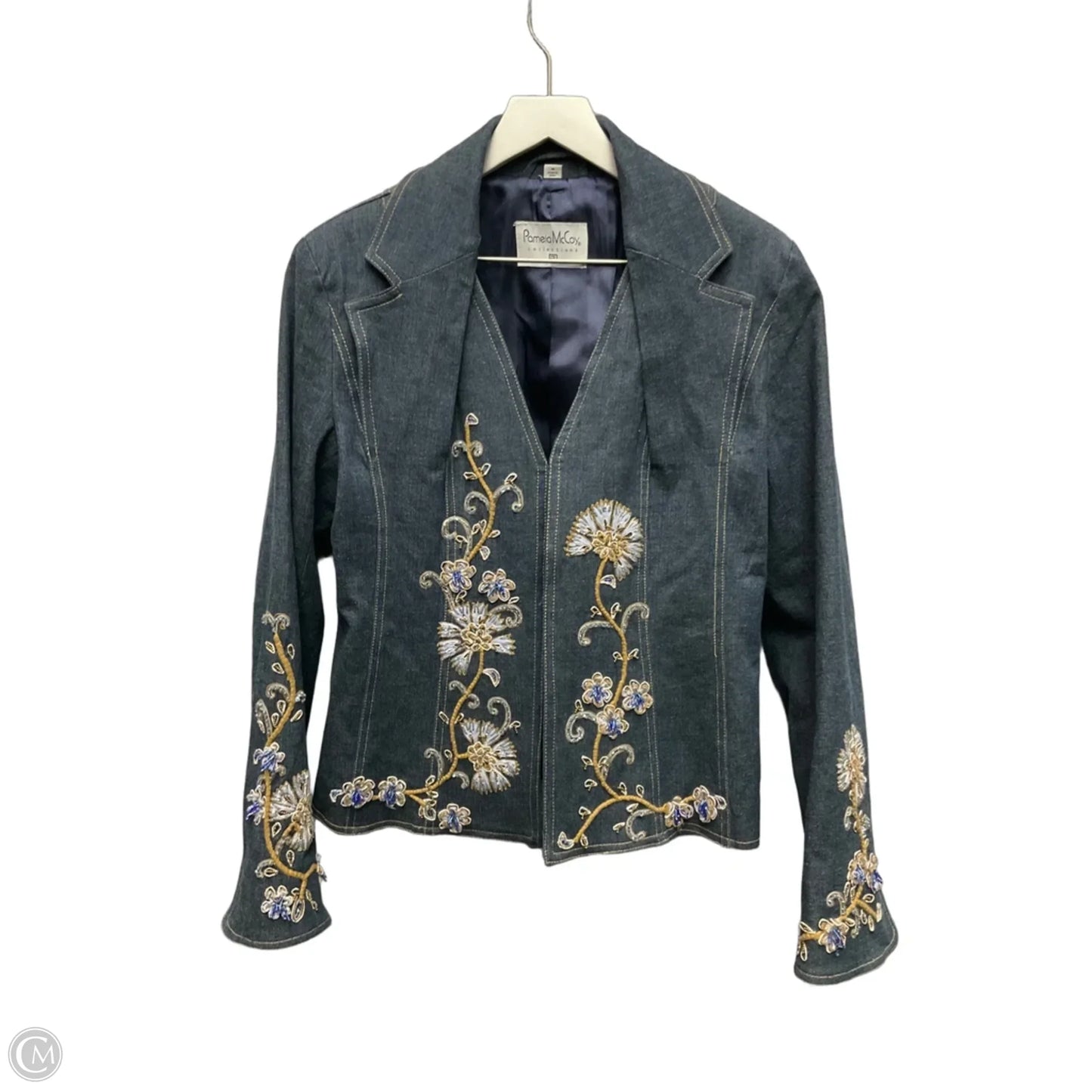 Blazer By Pamela Mccoy In Blue Denim, Size: M