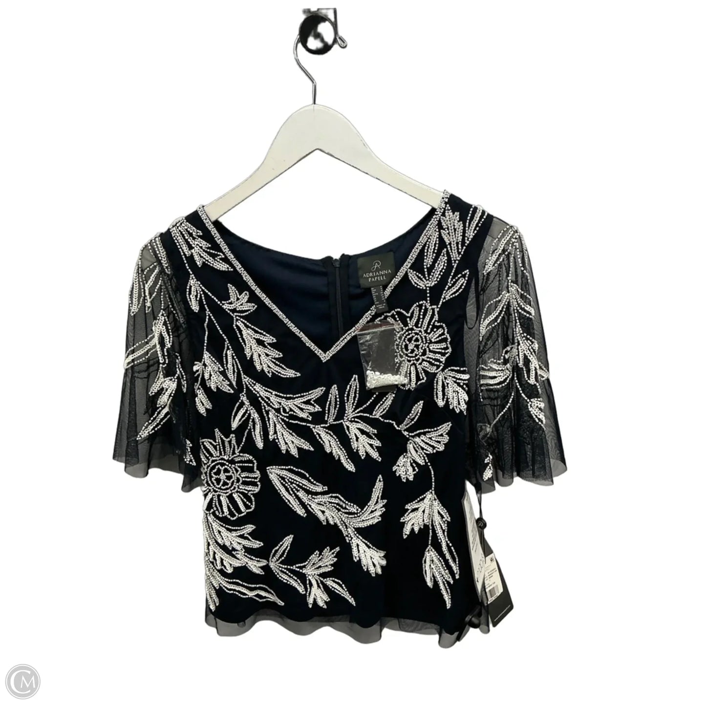 Top Short Sleeve By Adrianna Papell In Navy, Size: S