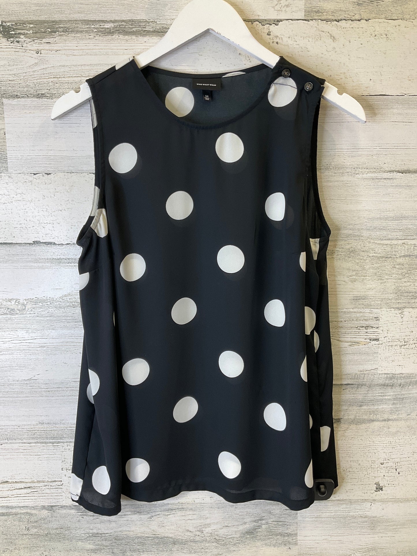 Black & White Top Sleeveless Who What Wear, Size M