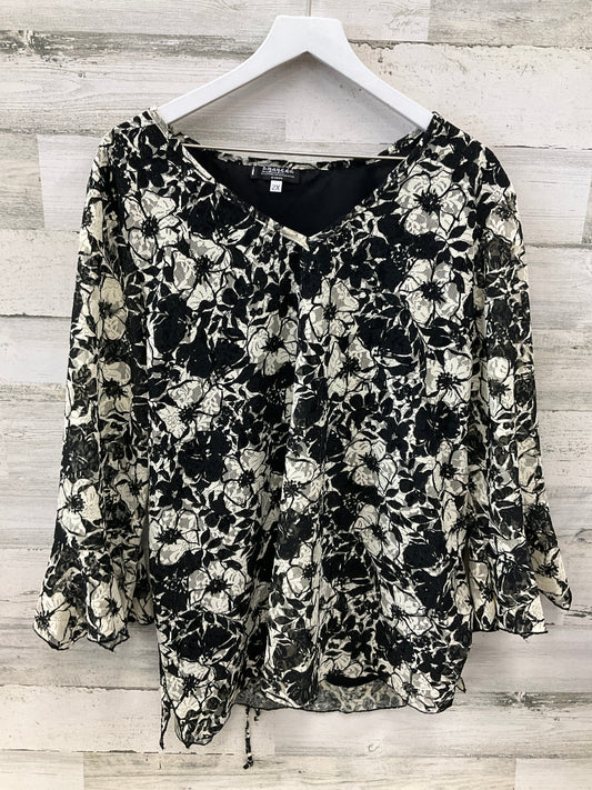 Top 3/4 Sleeve By Clothes Mentor In Black & Cream, Size: 2x