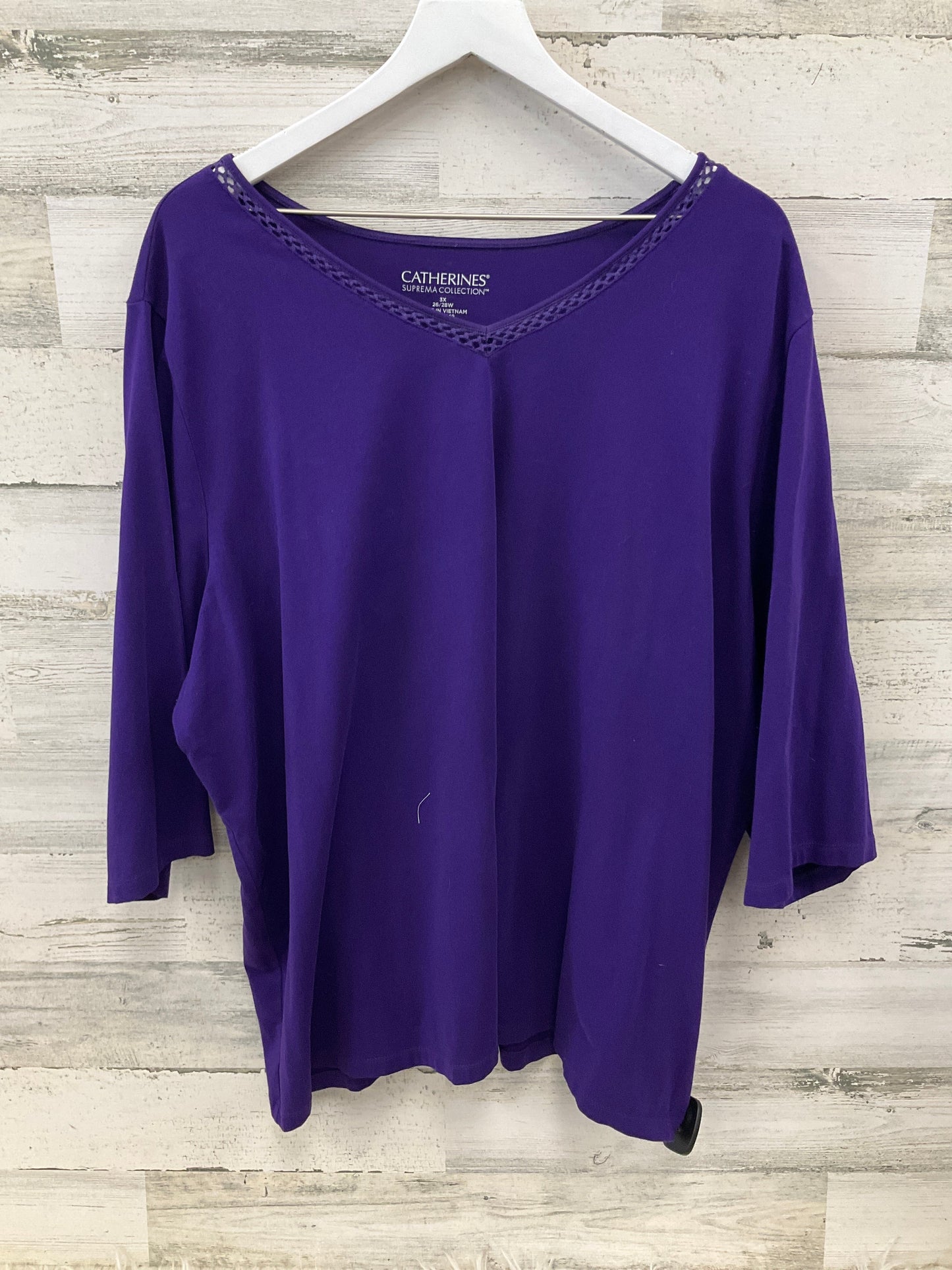 Top 3/4 Sleeve Basic By Catherines In Purple, Size: 3x