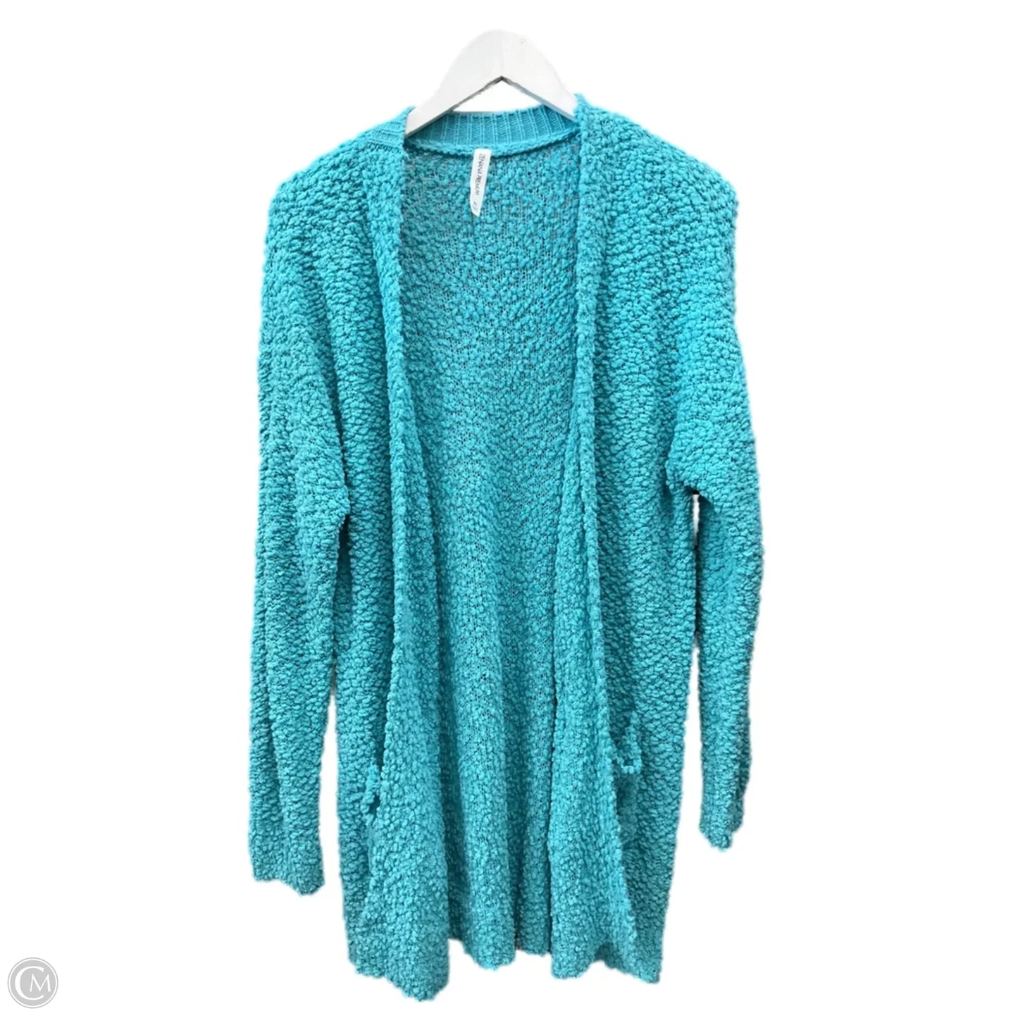 Sweater Cardigan By Zenana Outfitters In Aqua, Size: Xl