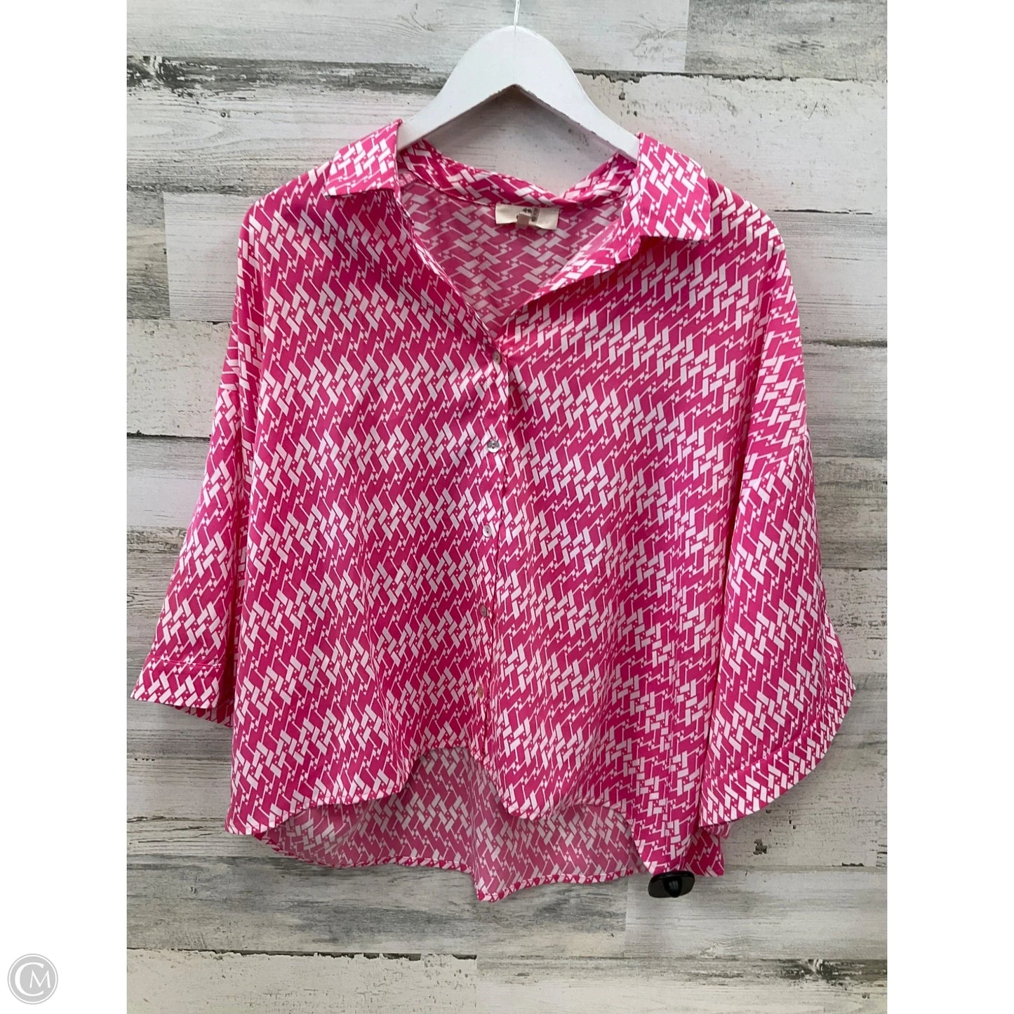 Top Short Sleeve By Entro In Pink & White, Size: M