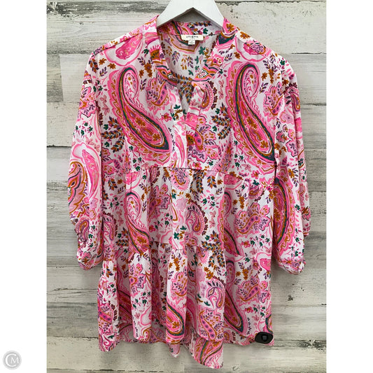 Tunic Long Sleeve By Umgee In Pink & White, Size: S