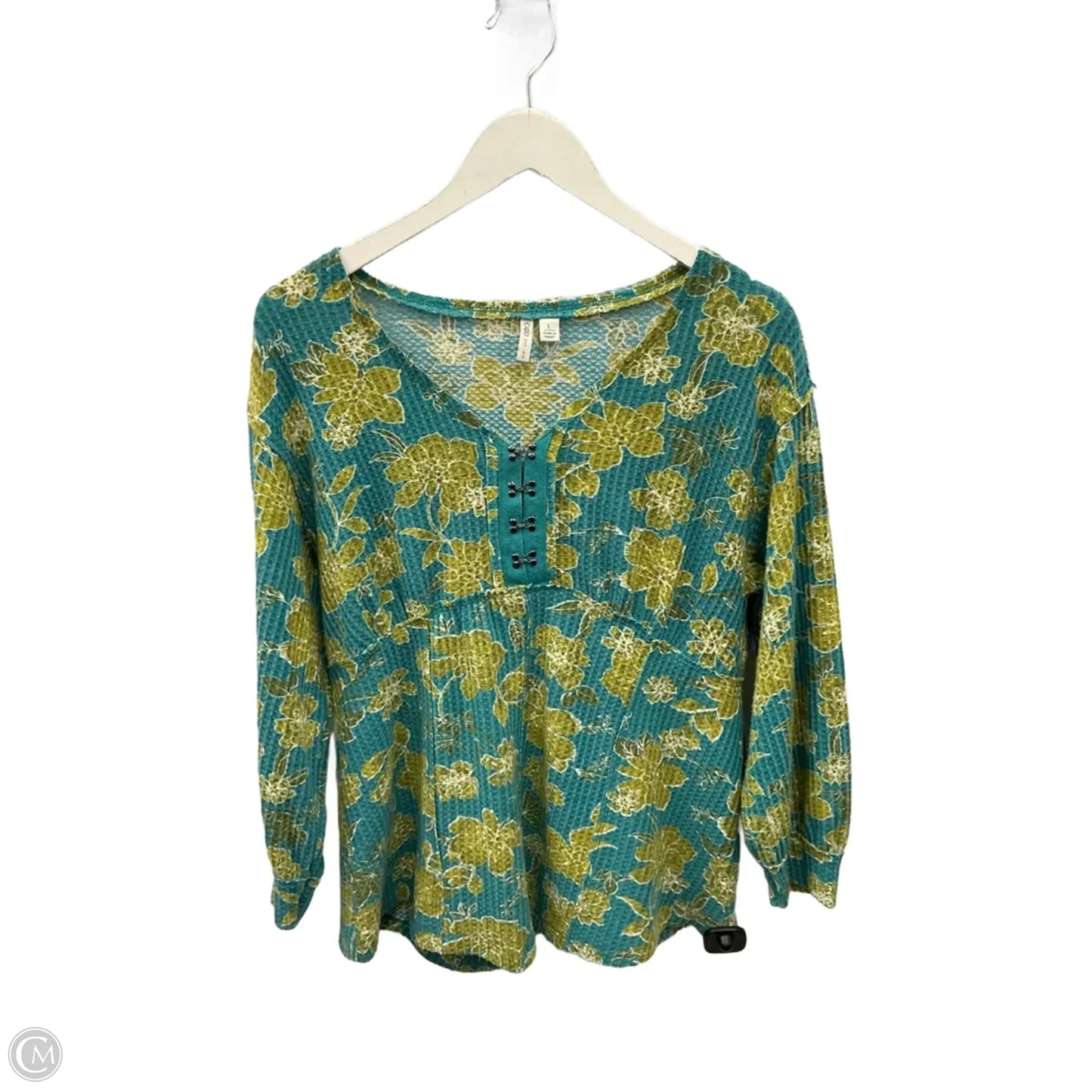 Top 3/4 Sleeve By Cato In Aqua, Size: L