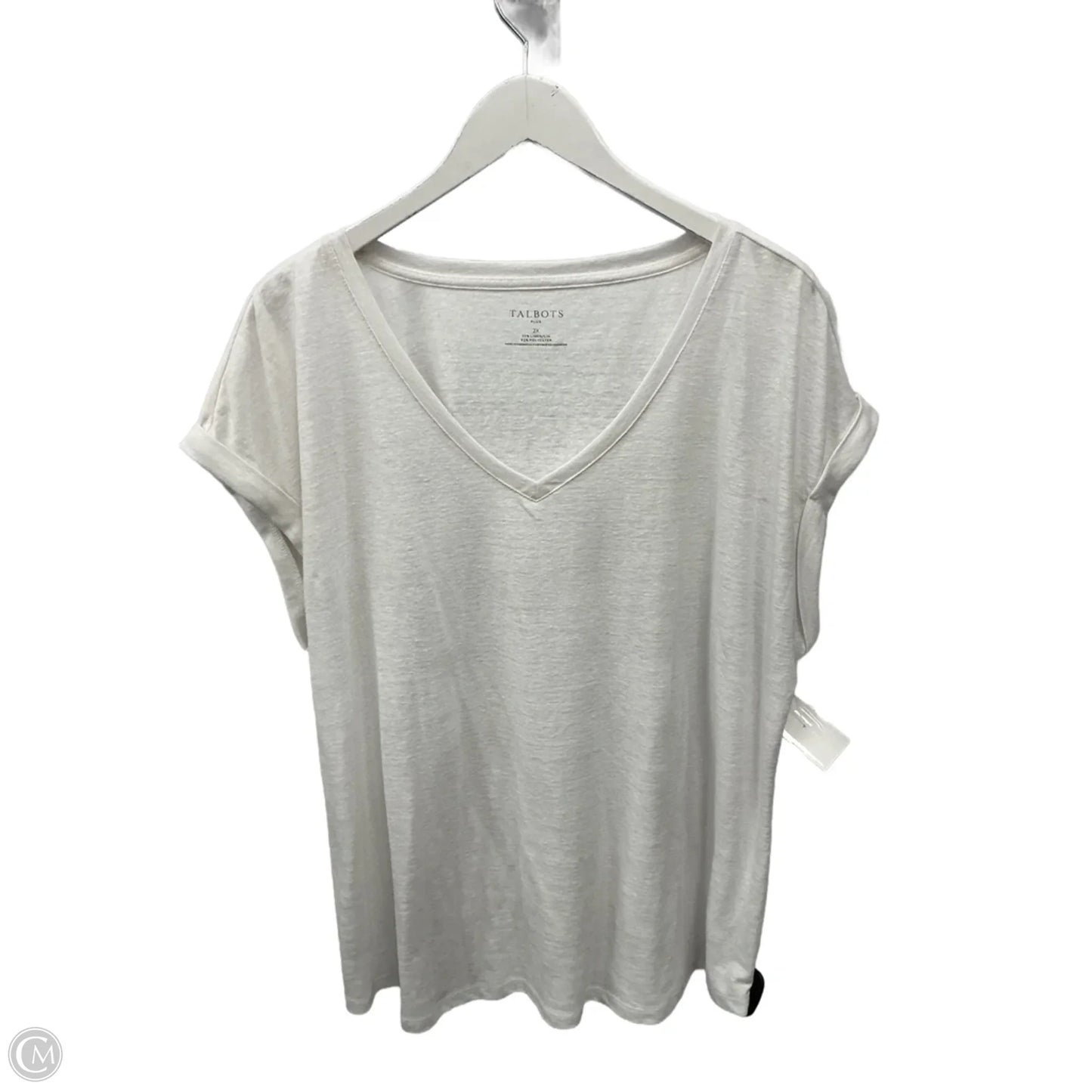 Top Short Sleeve By Talbots In White, Size: 2x