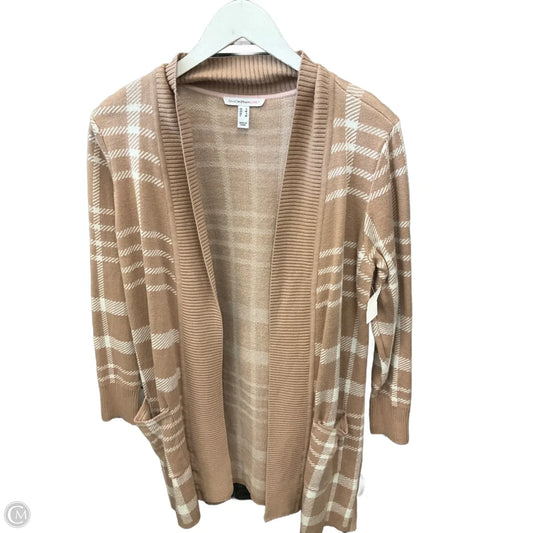 Sweater Cardigan By Isaac Mizrahi Live Qvc In Tan & White, Size: S