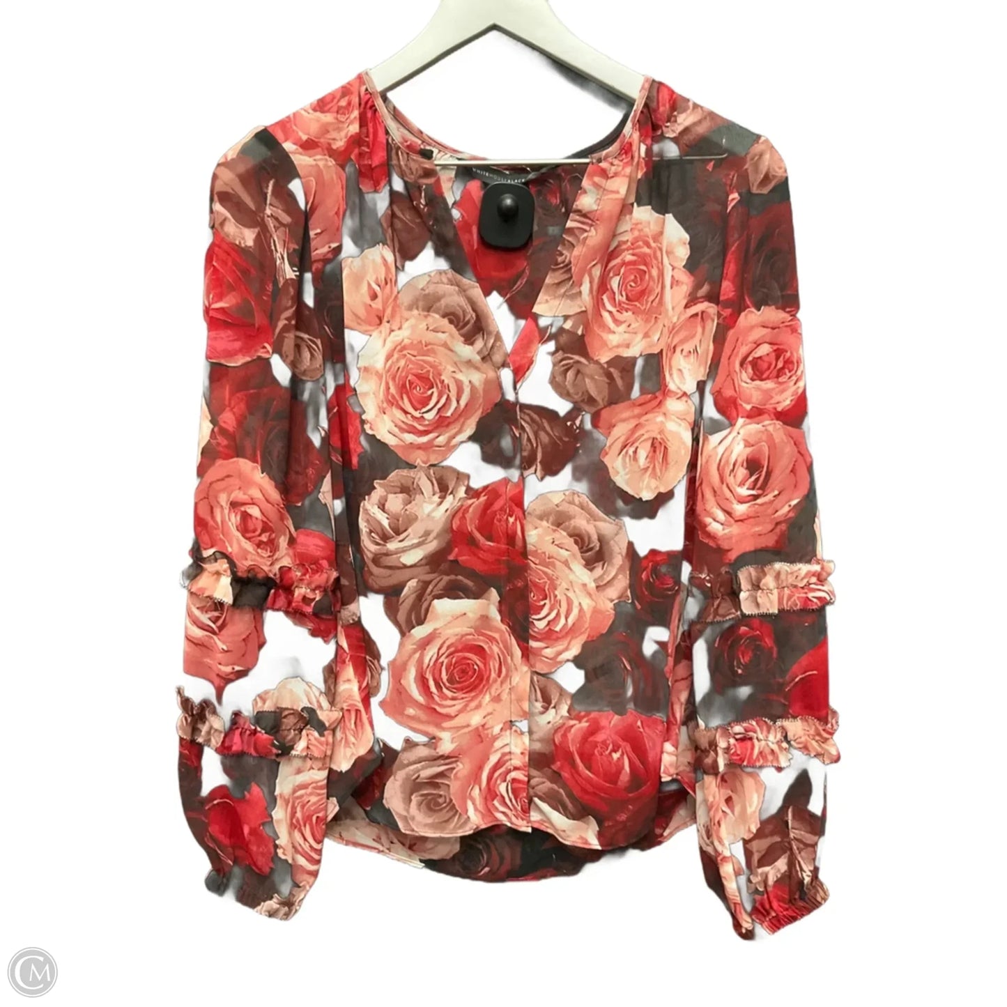 Top Long Sleeve By White House Black Market In Black & Red, Size: Xs